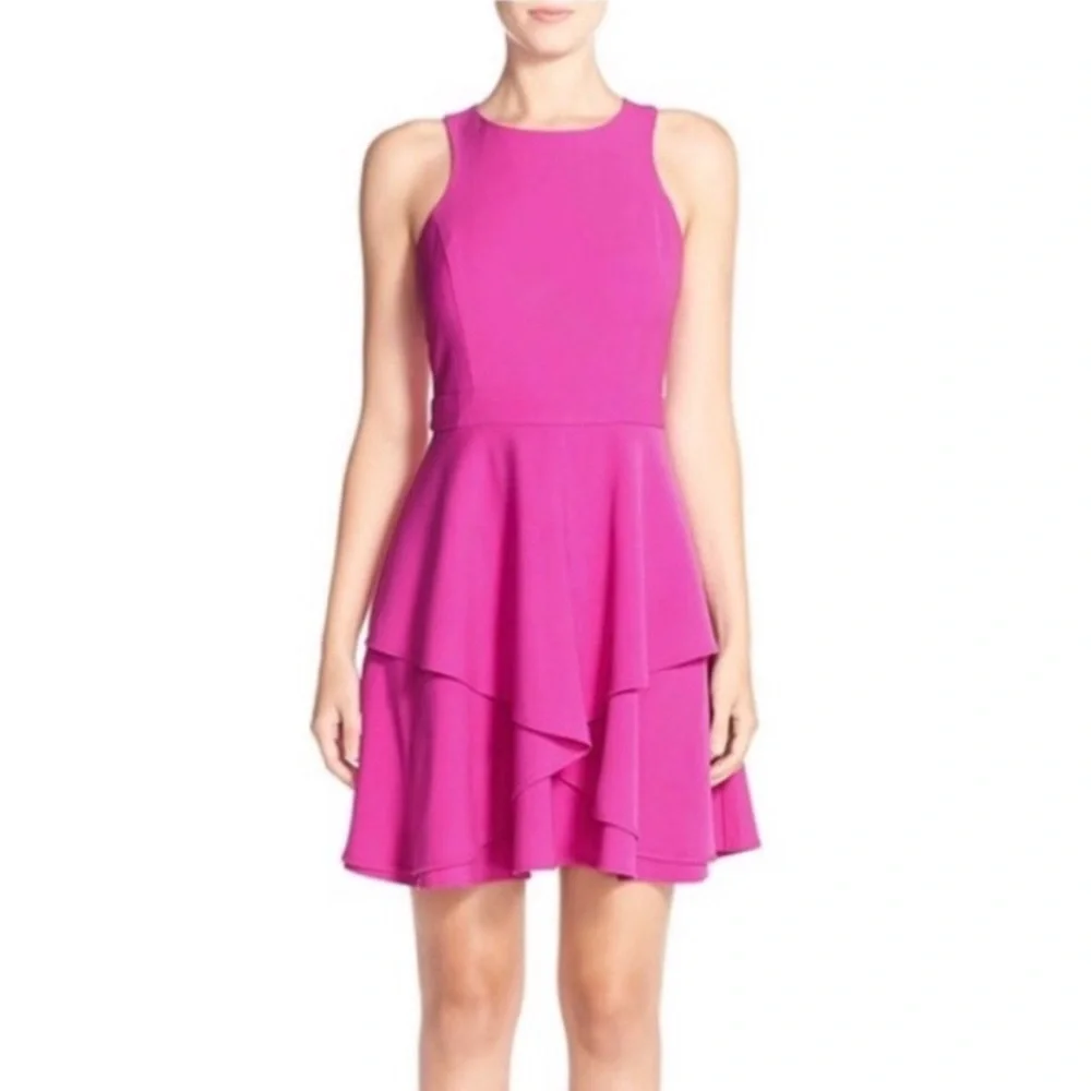 Adelyn Rae Ruffled Mini Dress Racerback - Purple Magenta - Picture 2 of 5